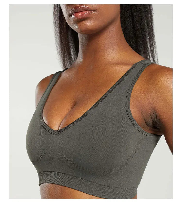Sports Bra  Seamless Halter Neck Strap Bra Open Back Fitness Yoga Top Bras Support Women Workout Gym Crop Top
