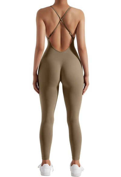 Jumpsuit Women One-piece Outfit  Sleeveless Square Neck  Bodysuit  Casual Streetwear Playsuits Sport Fitness Jumpsuit Women