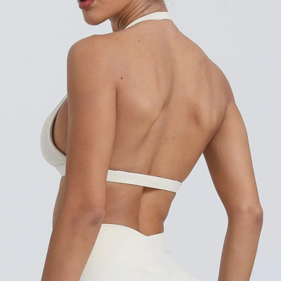 Sexy Sports Bra Women Seamless Halter Neck Strap Bra Open Back Yoga Top Bra Medium Support Gym Crop Top Mujer Underwear Girl