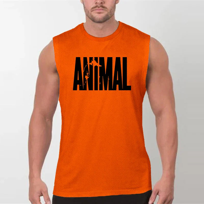 Mens Gym Tank Tops Animal Print Mesh Bodybuilding Clothing Fitness Sleeveless Shirt Quick Dry Basketball Jerseys Sports Vest
