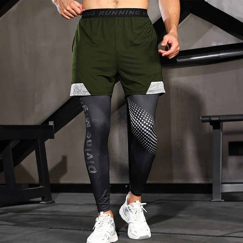 Men's Running Pants 2 in1 Double Layer Training Sweatpants Fitness Men's Jogging Pants Basketball Gym Running Pants Sportswear