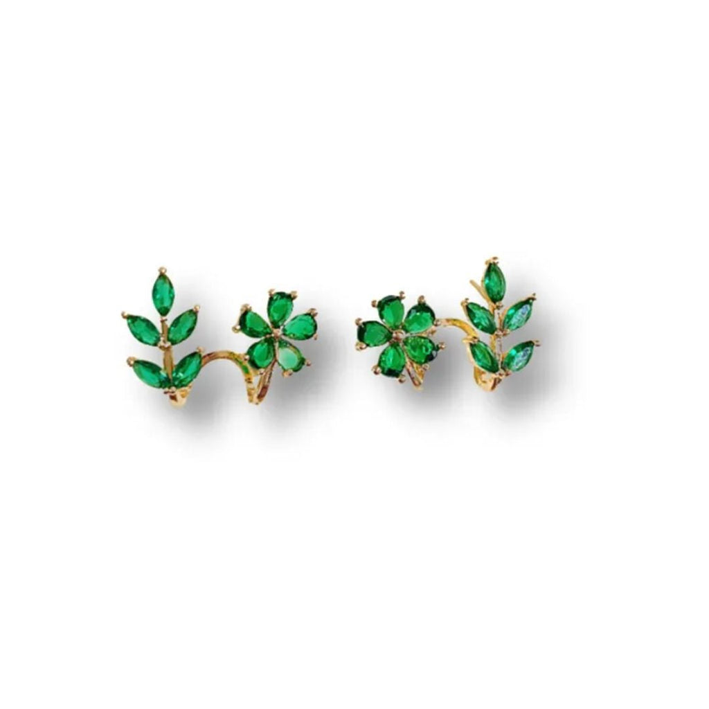 Emerald Floral Drop Earrings